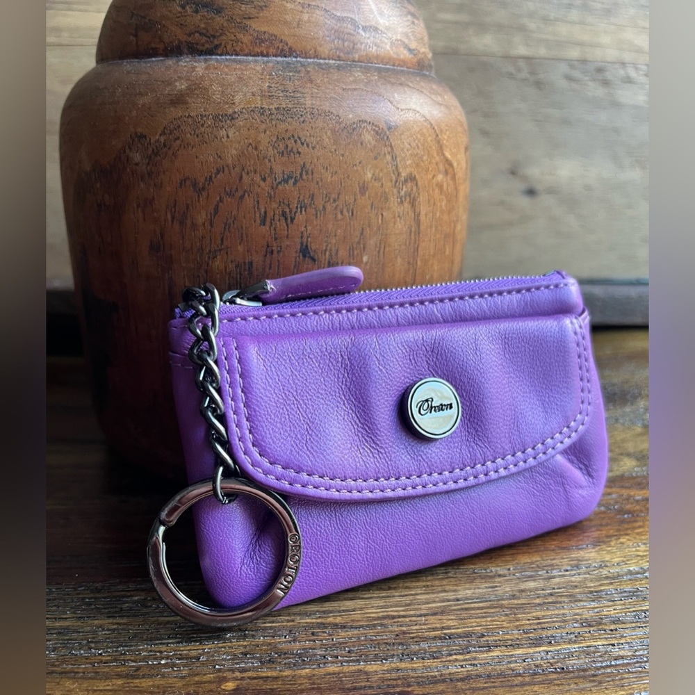 Oroton Leather Keyring Pouch Purple